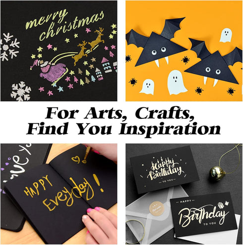 100 Sheets Black Cardstock Thick Paper – A4 Blank Medium Weight 70 lb Cover Card Stock Printer Paper – for Invitations, Scrapbooking, Crafts, DIY ...