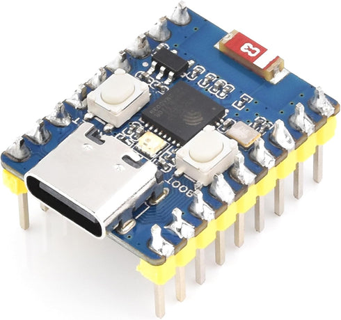 ESP32-C3 Mini Development Board with Pre-Soldered Header, Based on ESP32-C3FN4 Single-Core Processor 160MHz Running Frequency, Support 2.4GHz Wi-F...