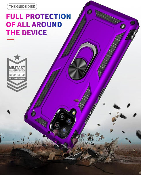 for Samsung Galaxy A42 5G Case with HD Screen Protectors, Military-Grade Metal Ring Holder Kickstand 15ft Drop Tested Shockproof Cover Case for Sa...