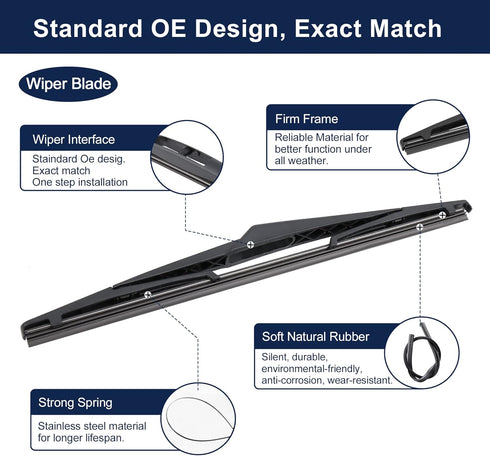 X AUTOHAUX Rear Windshield Wiper Blade Arm Set for Ford Focus MK3 11-18...