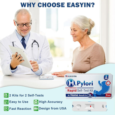 H Pylori Test Kit: 2 Pack Helicobacter Pylori Test at Home Results in 10-15 Minutes - Fast & Highly Accurate, Easy to use & Read H-Pylori Test Kit...