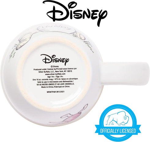 Silver Buffalo Disney Winnie the Pooh But First Hunny Wide Rim Bees Flying Ceramic Mug, 16 Ounces...