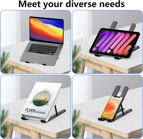 Laptop Stand for Desk, Adjustable Laptop Riser ABS+Silicone Foldable Portable Laptop Holder, Ventilated Cooling Notebook Stand for 10-15.6” Laptop...