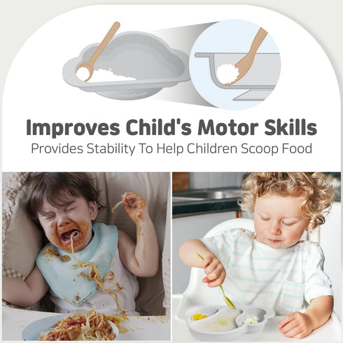 Mother's Corn Suction Plate for Baby | Divided Food-Grade 100% Silicone Feeding Bowls and Dishes for Kids, Infants & Toddlers - BPA-Free, Microwav...