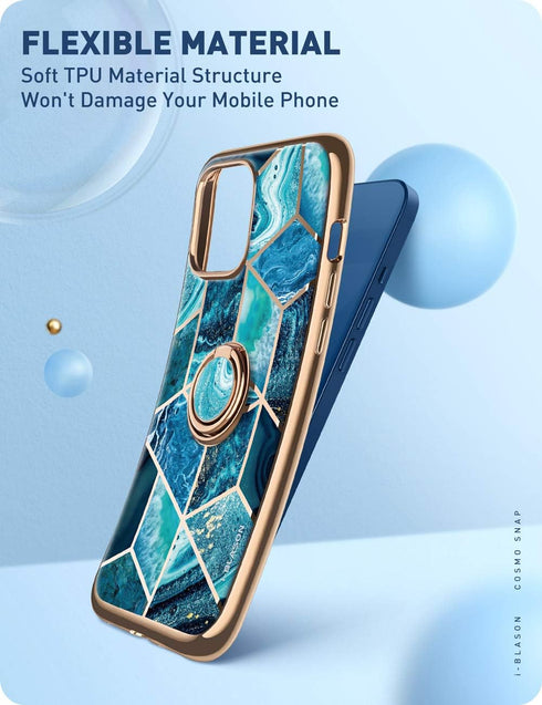i-Blason Cosmo Snap Case Designed for iPhone 12/iPhone 12 Pro 6.1 Inch (2020 Release), Slim with Built-in 360° Rotatable Ring Holder Kickstand Sup...