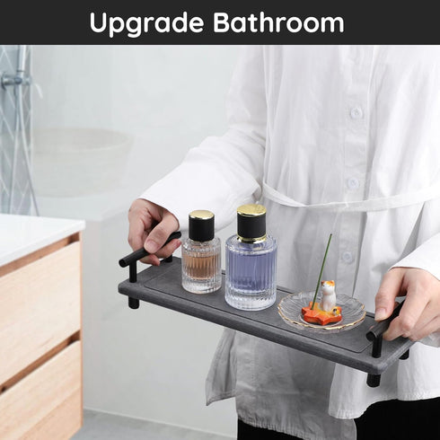 Segbeauty Kitchen Sink Organizer, Instant Dry Sink Caddy Stone Drying Mat with Handle, Diatomaceous Earth Fast Drying Stone Vanity Tray Bathroom S...