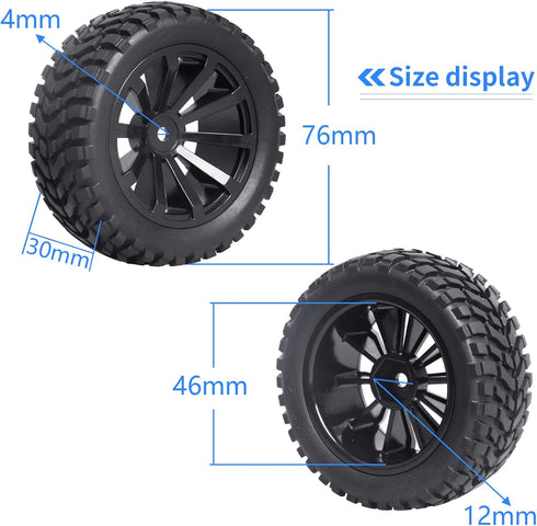 12mm hex rc Wheels and Tires 1/10 On Road Rally Tires Height 2.99 inch / 76mm (Set of 4)...