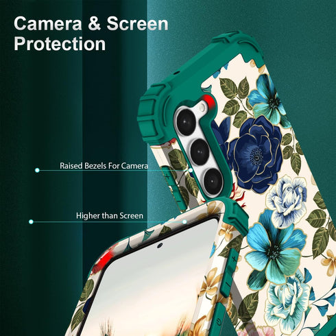 Hocase for Galaxy S24 Case, Shockproof Heavy Duty Protection Soft Silicone Rubber Bumper+Hard Plastic Hybrid Protective Case for Samsung Galaxy S2...