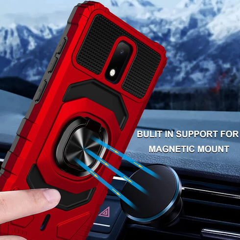 Ailiber for Cricket Debut Case, AT&T Calypso 2(U319AA) Case with Screen Protector, Ring Kickstand for Magnetic Car Mount, Heavy Duty Rugged Shockp...