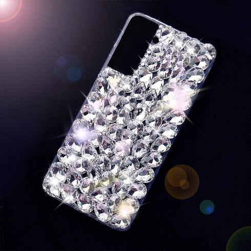 Bonitec Compatible with Galaxy S21 Case 3D Glitter Sparkle Bling Case Luxury Shiny Crystal Rhinestone Diamond Bumper Clear Gems Cute Protective Gi...