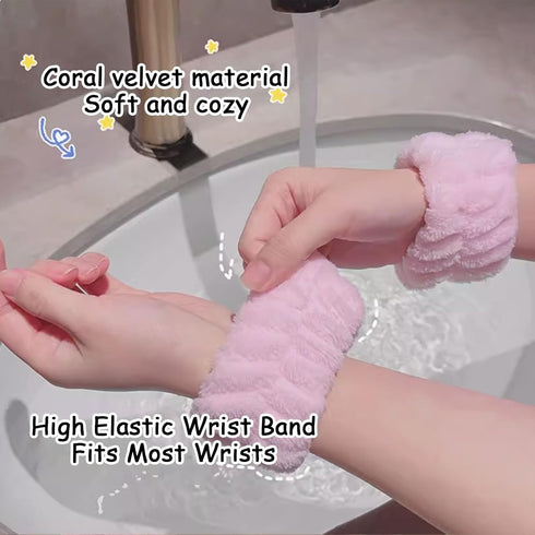 Skincare Headbands for Women, Sponge Makeup Headband Set, Spa Headband for Washing Face Wristband Set, Puffy Headwear for Makeup Removal Hair Acce...