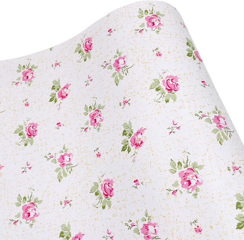 SimpleLife4U Pink Rose Furniture Protect Paper Removable Shelf Liner for Kitchen Cabinet Dresser Drawer Covering...
