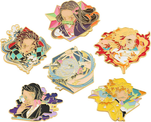 Anime Demon Enamel Pins Set, 5Pcs Anime Character Brooches and Lapel Badges Set, Tanjirou Agatsuma Zenitsu Metal Pins for Backpack Bag Hat Jacket,...