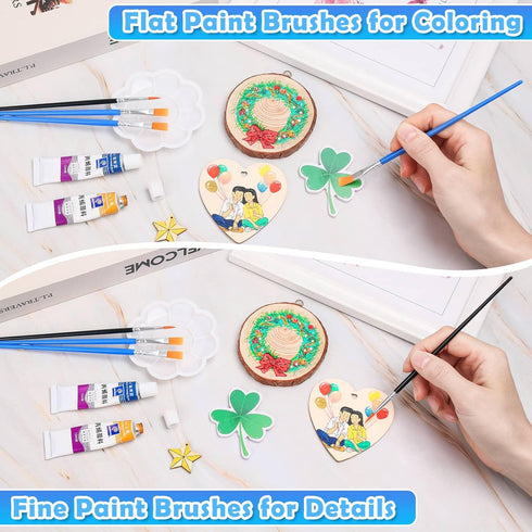 200 Pcs Small Paint Brushes Bulk, Anezus Kids Paint Brushes Detail Fine Brushes with Flat and Round Tip Acrylic Paint Brushes Set for Classroom Wa...