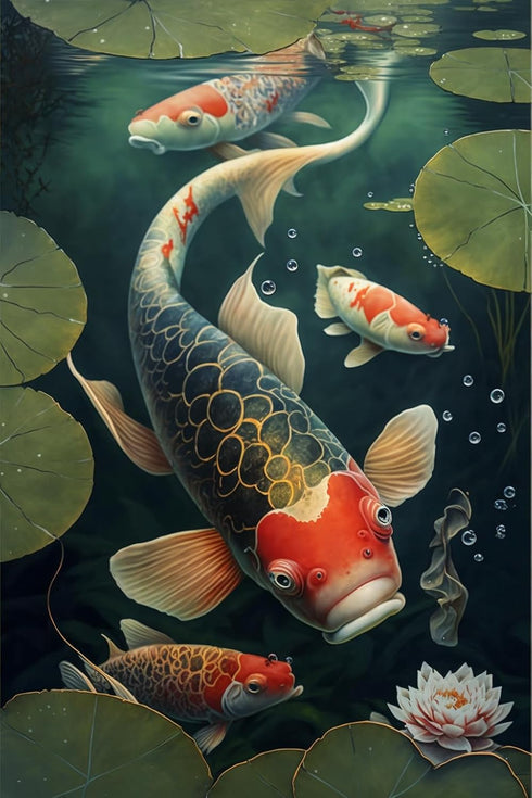 500 Pieces Puzzle for Adults - Lotus Koi Fish Wooden Jigsaw Puzzles Challenging Educational Fun Toys for Family Creative Gift...