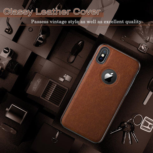 LOHASIC for iPhone Xs Case, for iPhone X Case Slim Thin Premium Leather Luxury PU Anti-Slip Grip Protective Cover for iPhone X XS New (2018) - Bro...
