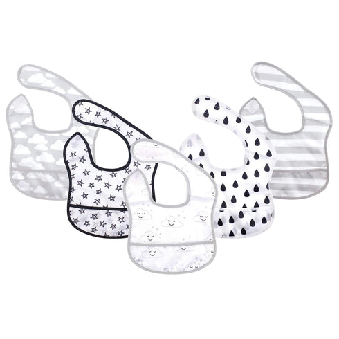 Hudson Baby Unisex Baby Waterproof Polyester Bibs, Clouds, Beginner...