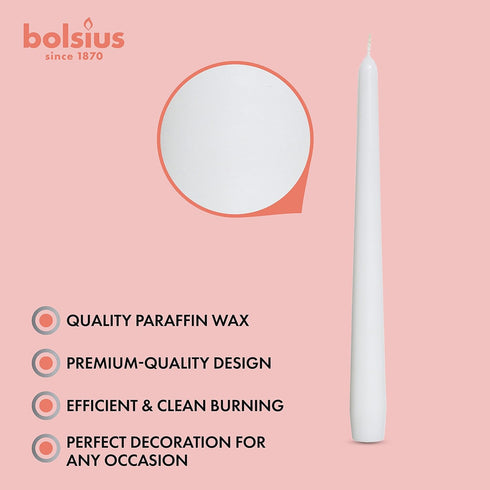 BOLSIUS Unscented 10 Inch Dinner Candles, 10 Pack - 8 Hour European Quality Smokeless Dripless Taper Candles for Home Décor...
