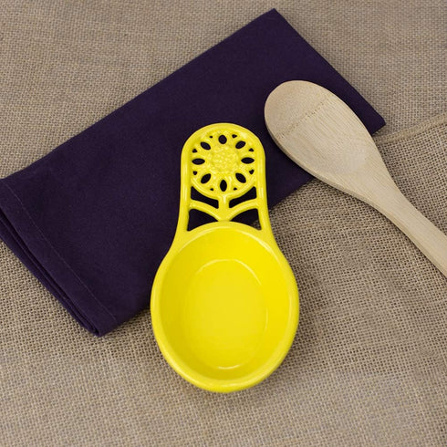 Sunflower Design Spoon Rest For Kitchen Counter (Yellow), By Home Basics | Stove Spoon Holder For Ladles, Spatulas, and More | Beautiful and Elega...