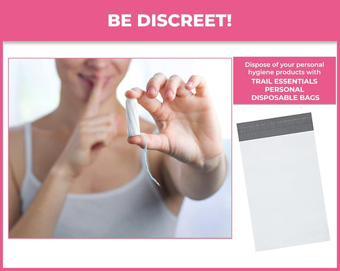 Feminine Personal Disposal Seal Bags- 100 White Opaque Seal Bags for Sanitary, Discreet Disposal for Tampons, Pads, and Liners (Black)...