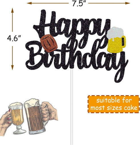 Cheers Cake Topper - Glitter Cheers to 30 40 50 60 Years Birthday Decoration, Gold, 7.5x4.6 inches, 1 pcs...