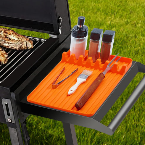 MacaRio Silicone Tools Mat for Blackstone Griddle Accessories, Side Shelf Mat with Drip Pad Spatula Caddy Utensils Holder Grill Pad Grilling Acces...