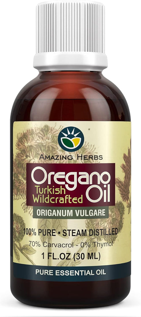 Amazing Herbs Pure Oregano Essential Oil - 100% Pure Oregeno Oil, Improves Cardiovascular Health and Promotes Gastrointestinal and Respiratory Hea...