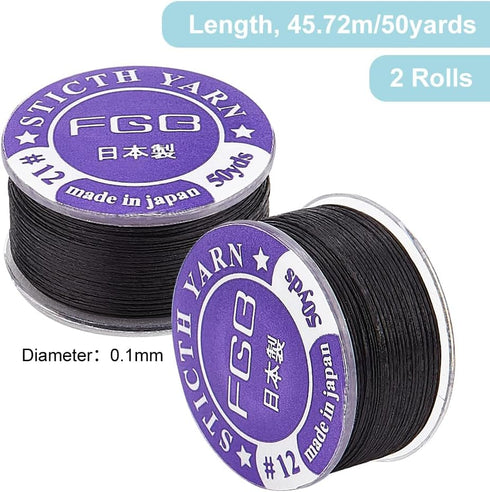PH PandaHall 0.1mm Nylon Thread, 100 Yards Black Seed Bead Thread Nylon Beading Cord Braided Sewing Thread Non-elastic Fishing Thread Wire for DIY...