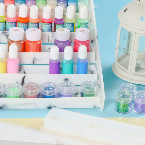 FUNSHOWCASE Display Organizer Rack Epoxy Resin Silicone Molds Set for Lipstick Makeup Nail Polish Pigment Jewelry...