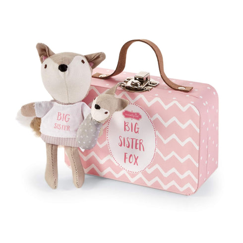 Mud Pie Mini"I'm A Big Sister" Fox Set, Pink, 4.5" x 3"x 1.5" , 2 Piece Set...