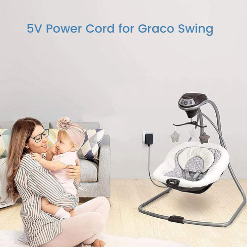 Power Cord Replacement for Graco DuetSoothe, Simple Sway Swing, Glider LX, DuoGlider, Sweetpeace, 5V Baby Swing Charger...