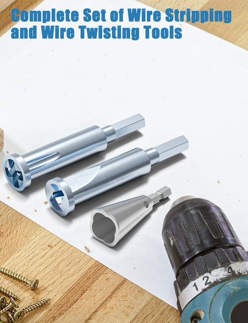 Wire Twister Tool for Drill - 3 Way/ 5 Way Wire Stripper and Electrical Wire Twister Tool for Power Drill - 3pcs Wire Nut Twisting and Wire Stripp...
