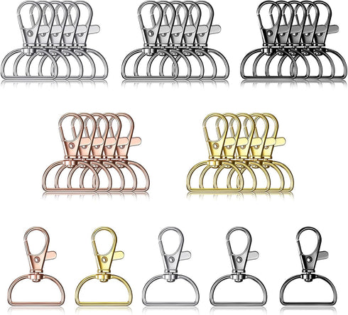 25 Pcs Metal Swivel Clasp Hooks 1 Inch D Ring Keychain Making Kit Lanyard Snap Hooks Keychain Clip Hooks Lobster Claw Clasps for Lanyard Making, P...