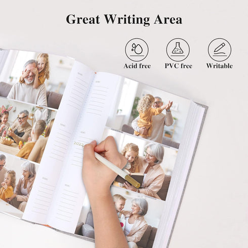 Vienrose Photo Album 4x6 300 Photos Linen Frame Cover with Memo Areas Photobook Large Capacity Slip-in Pictures Book for Wedding Baby Vacation, Li...