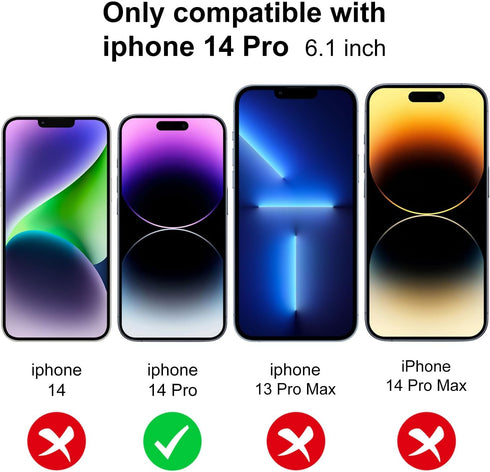 3 Pack for iPhone 14 Pro Screen Protector, 6.1'' 9H Hardness Tempered Glass Screen Protector 14 Pro with Auto Alignment kit [Military Shatterproof...