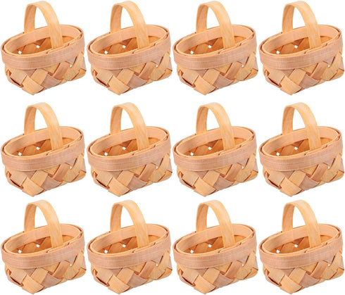 MAGICLULU 12Pcs Mini Woven Baskets with Handles Wooden Candy Gift Baskets Miniature Dollhouse Baskets for Craft Wedding Birthday Party Favors Home...
