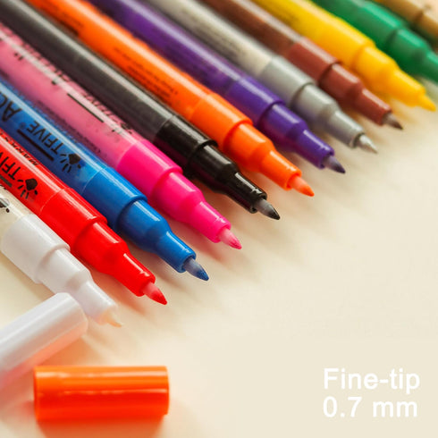 TFIVE White Paint Marker Paint Pens - 2 Pack Acrylic Permanent Marker, 0.7mm Extra Fine Tip Paint Pen for Art Projects, Drawing, Rock Painting, Ce...