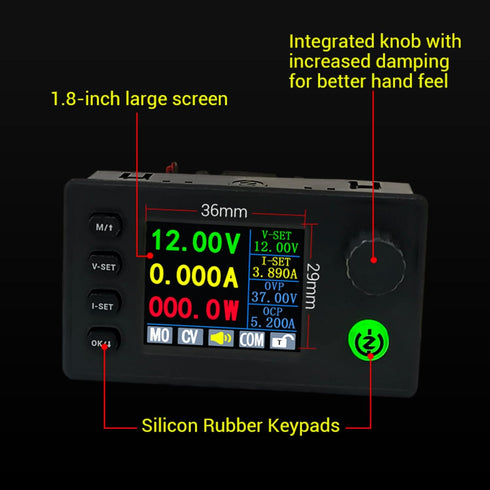 Color Display Adjustable 90W DC DC Buck Boost Power Converter CC CV 0.5-36V 5V 6V 12V 24V Power Module Regulated Laboratory Power Supply...