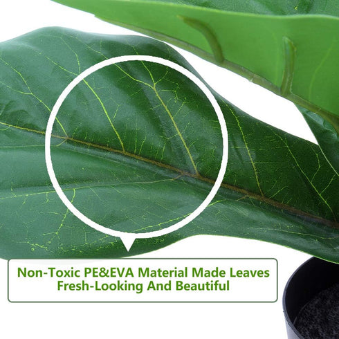 Artificial Fiddle Leaf Fig, Realistic Fake Plants with Pots for Home and Office Decoration...