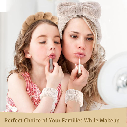 Spa Headband for Washing Face 5Pcs Skincare Headbands Makeup Headband Wrist Bands for Washing Face Makeup Headbands for Women Brown Black Khaki He...