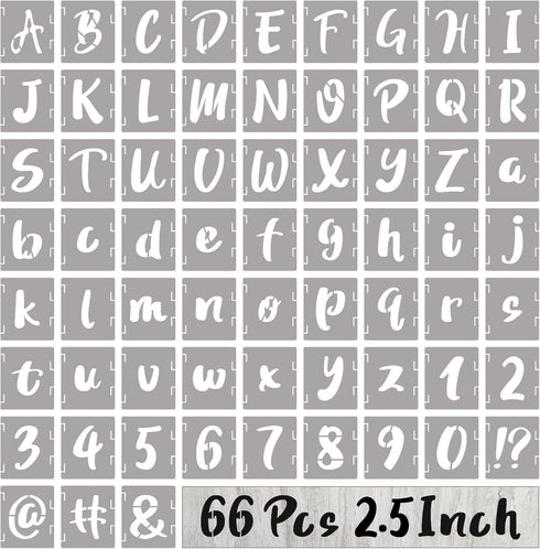 BAMIDELE 2.5 Inch Letter Stencils and Numbers, 66 Pcs Reusable Plastic Alphabet Symbol Interlocking Drawing Template Kit for Painting on Wood, Wal...