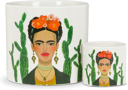 Abbott Collection 27-Mexico-SM Small Lady & Cactus Planter, White...