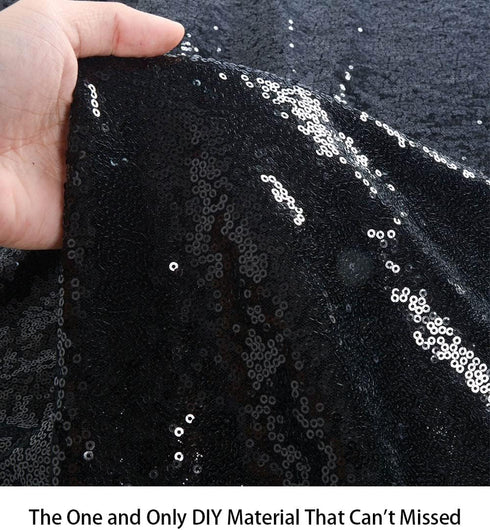 ShiDianYi 3 Feet 1 Yards-Sequin Fabric, by The Yard, Sequin Fabric, Tablecloth, Linen, for Xmas Decor (1 Yards 1PC Black)...