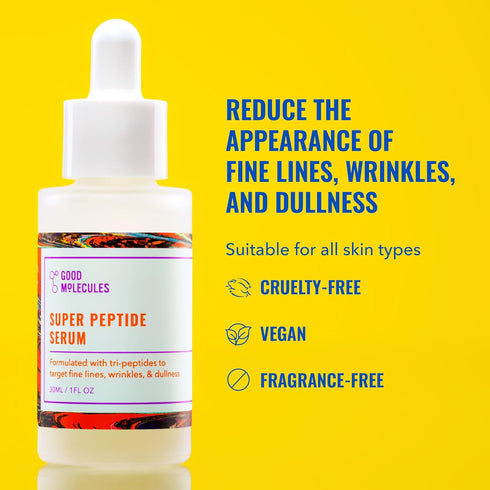 Good Molecules Super Peptide Serum - Anti-aging Facial Serum with Peptides and Copper Tripeptides to Plump and Firm - Water-Based Skincare for Fac...