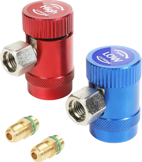Set of 2 R1234yf Adapter,High/Low Side R1234yf Manual Couplers Connector Adapters,Car Accessories Adjustable AC R1234YF Adapters Kit for Air Condi...