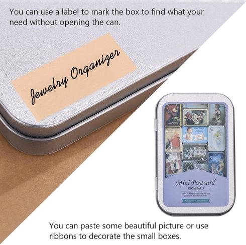 3 Pack 3.75 by 2.45 by 0.8 Inch Silver Metal Rectangular Empty Hinged Tins Box Containers with Lids Mini Portable Box Small Storage Kit, Home Orga...