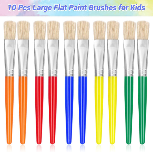 10Pcs Paint Brushes for Pumpkin Painting, Anezus Kids Paint Brushes Classroom Toddlers Paint Brush Set Flat Top Brushed for Preschool Daycare Craf...