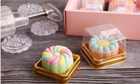 50g Mooncake Packaging Clear Individual Plastic Single Macaron Containers With Labels, Ideal For Showcasing Your Mini Muffins, Pastries, Cookies A...
