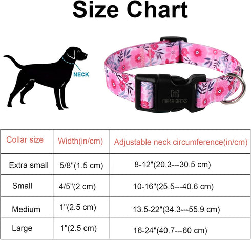 Maca Bates Designer Flower Pink Cute Dog Collar Spring Collars for Girl Female Para Perros Chihuahua Pitbull Birthday Gift for Small Medium Large ...