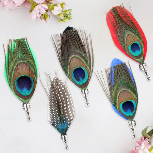 Feather Brooch for Suit Handmade Colorful Feather Lapel Pin Pack of 10...